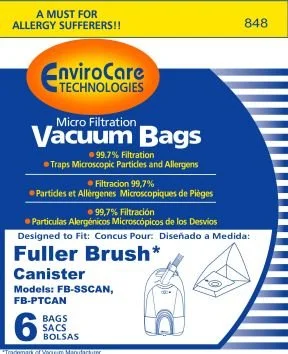 6 Fuller Brush Microfiltration Allergy Canister Vacuum Cleaner Bags