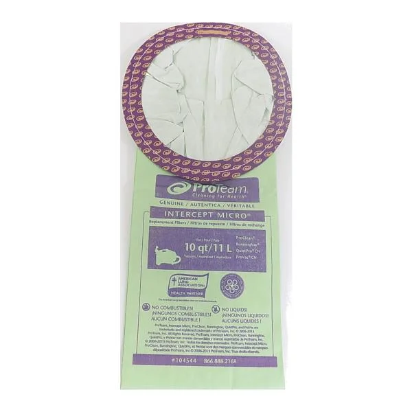 ProTeam 104544 Intercept Micro Filter Bags with Open Collar and 10-Quart Capacity, 10-Pack of Replacement Vacuum Filters - Image 2