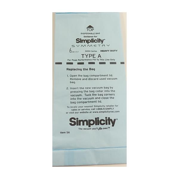 Simplicity 6 Series Type A Vacuum Bags (3pk) S6-3 - Image 2