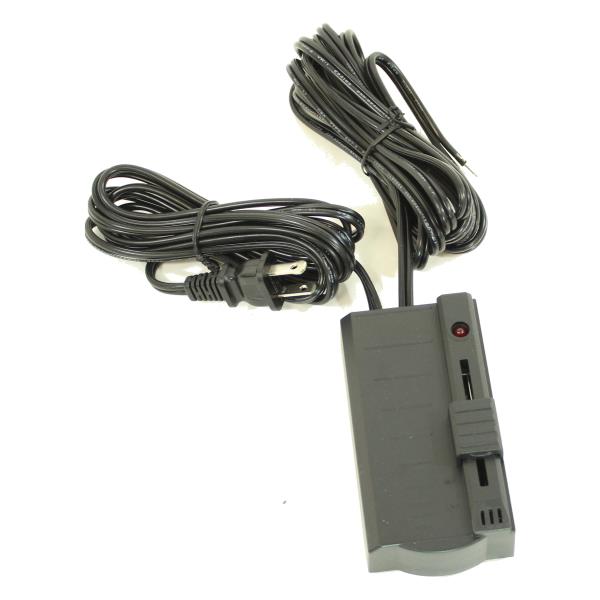 BLACK 500 WATT MAX FOOT DIMMER W/LCD LIGHT. 10FT OUTPUT CORD AND 6FT POWERCORD. 120V, 60HZ, 4.2A.