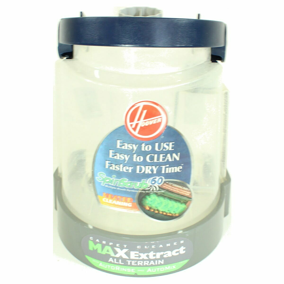 Preowned clean water container for hoover carpet cleaners F7205-900, F7205-910, F7205-970, F7210-900, F7220-900, F7225-900, F7226-900, F7425-900, F7426-900, F7221-900, F7225-900, F7226-900, F7425-900, F7426-900, F7430-900, F7440-980, F7441-980, F7443-940, F7431-900 and all SteamVac V2's not listed