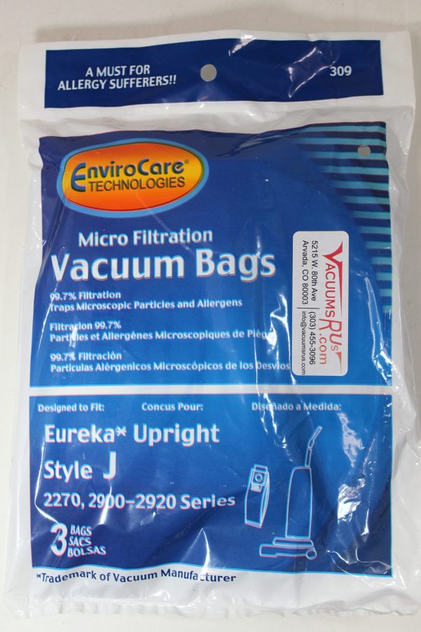 Bags Style J Eureka Aftermarket DVC or Envirocare branded 3 pack Vacuum Upright Vacuum Cleaner Fits Part 61515.