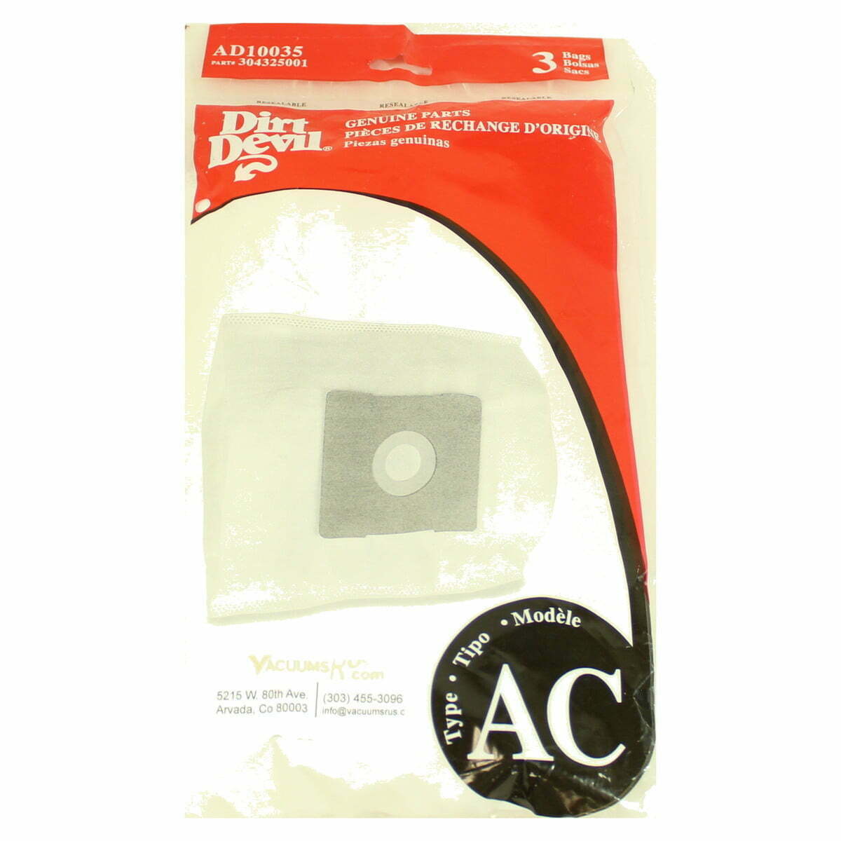 Genuine Dirt Devil Style AC Paper Bags for SD30050