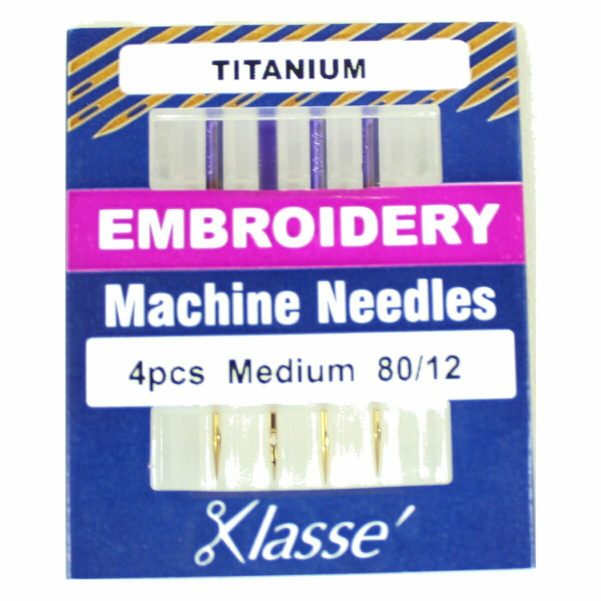 Klasse Titanium Embroidery 80/12 Sewing Machine Needles 4pk