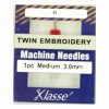 Klasse Twin Embroidery 3mm/75 Sewing Machine Needle 1pk