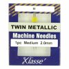 Klasse Twin Metallic 2mm/80 Sewing Machine Needle 1pk