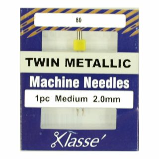 Klasse Twin Metallic 2mm/80 Sewing Machine Needle 1pk