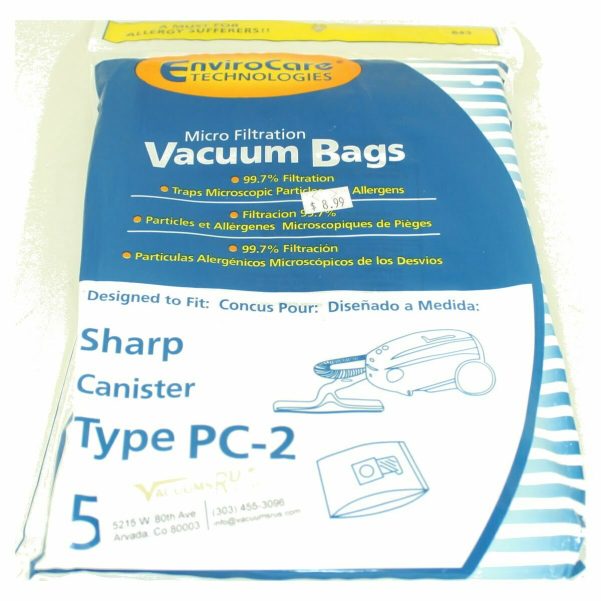 Sharp Type PC-2 Paper Bags 5pk for Canisters