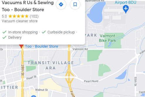 Vacuums R Us and Sewing Too Location Maps
