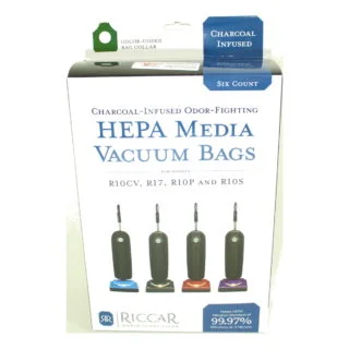 Riccar Charcoal Infused HEPA Bags for R10CV, R10S, R10P, and R17 - Green Collar RLH-6