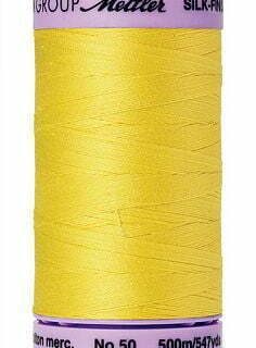 Lemon Zest Mettler silk finish egyptian cotton 50WT (547 yd) thread spool. 9104-3507 alternate: 10450-0501