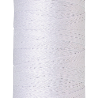 White Mettler silk finish egyptian cotton 50WT (547 yd) thread spool. 9104-2000 alternate: 10450-0002