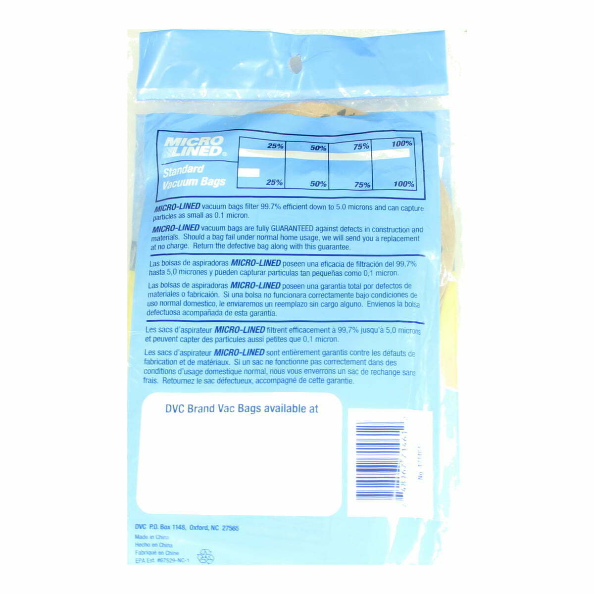 DVC Eureka PL Microlined Paper Bag 3pk