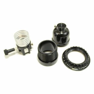 Medium Base (E26) 3-Way Turn Knob Black Phenolic Lamp Socket w/Retaining Ring