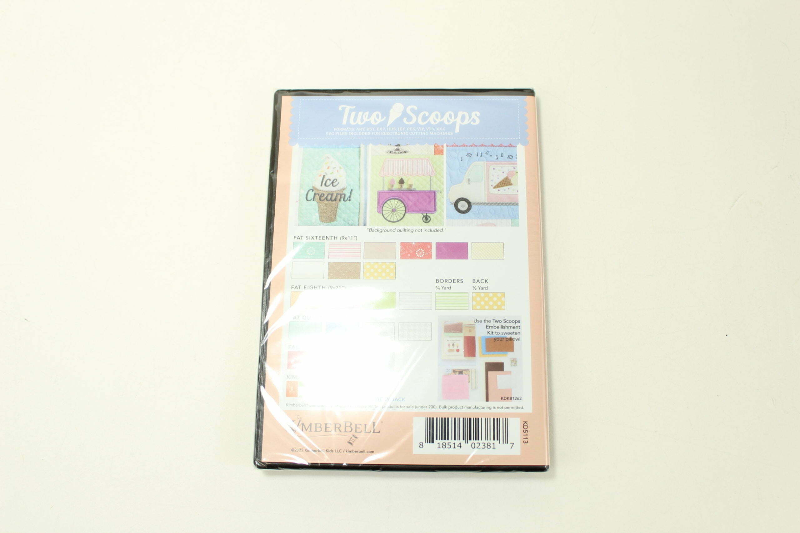 Kimberbell Two Scoops Bench Pillow Embroidery CD - Image 2