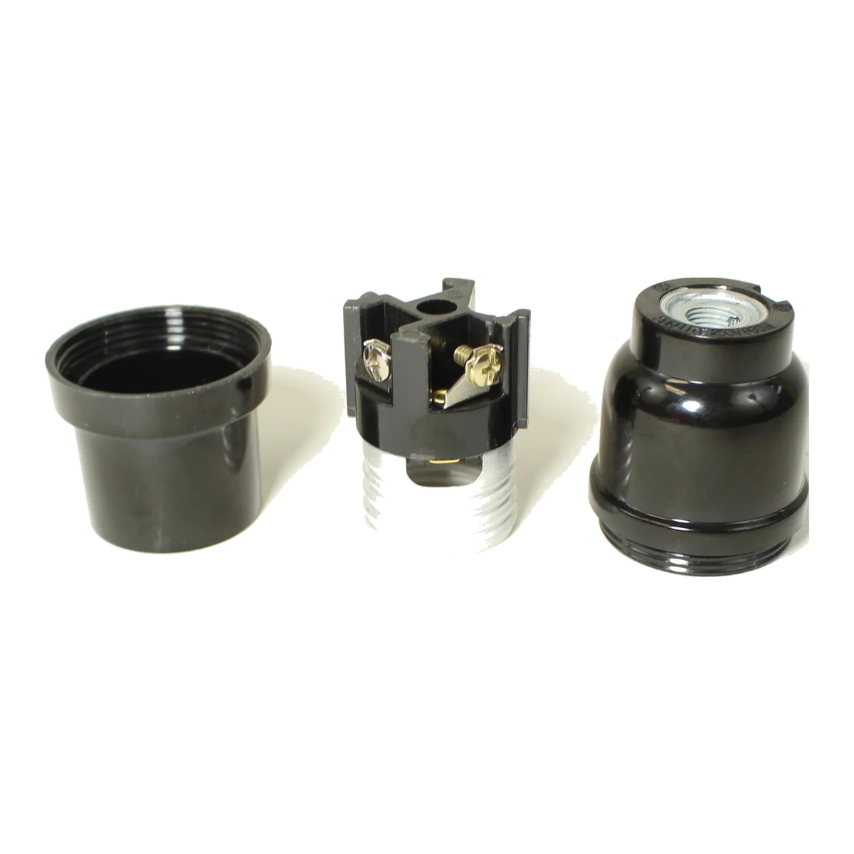 E26 Tall Keyless Black Plastic Lamp Socket Phenolic - Image 3