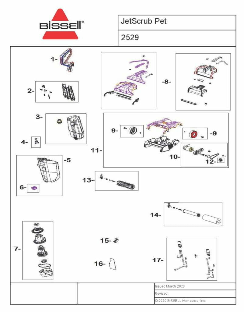 Bissell 2529 exploded schematic diagram (page 1)