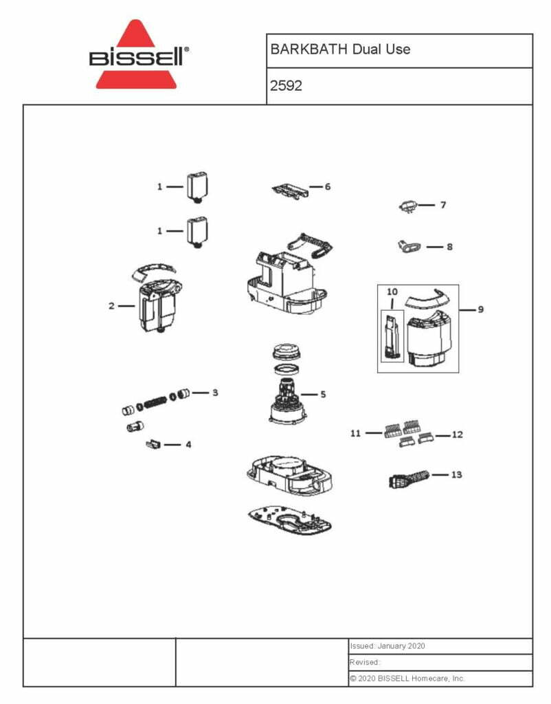 Bissell 2592 exploded schematic diagram (page 1)