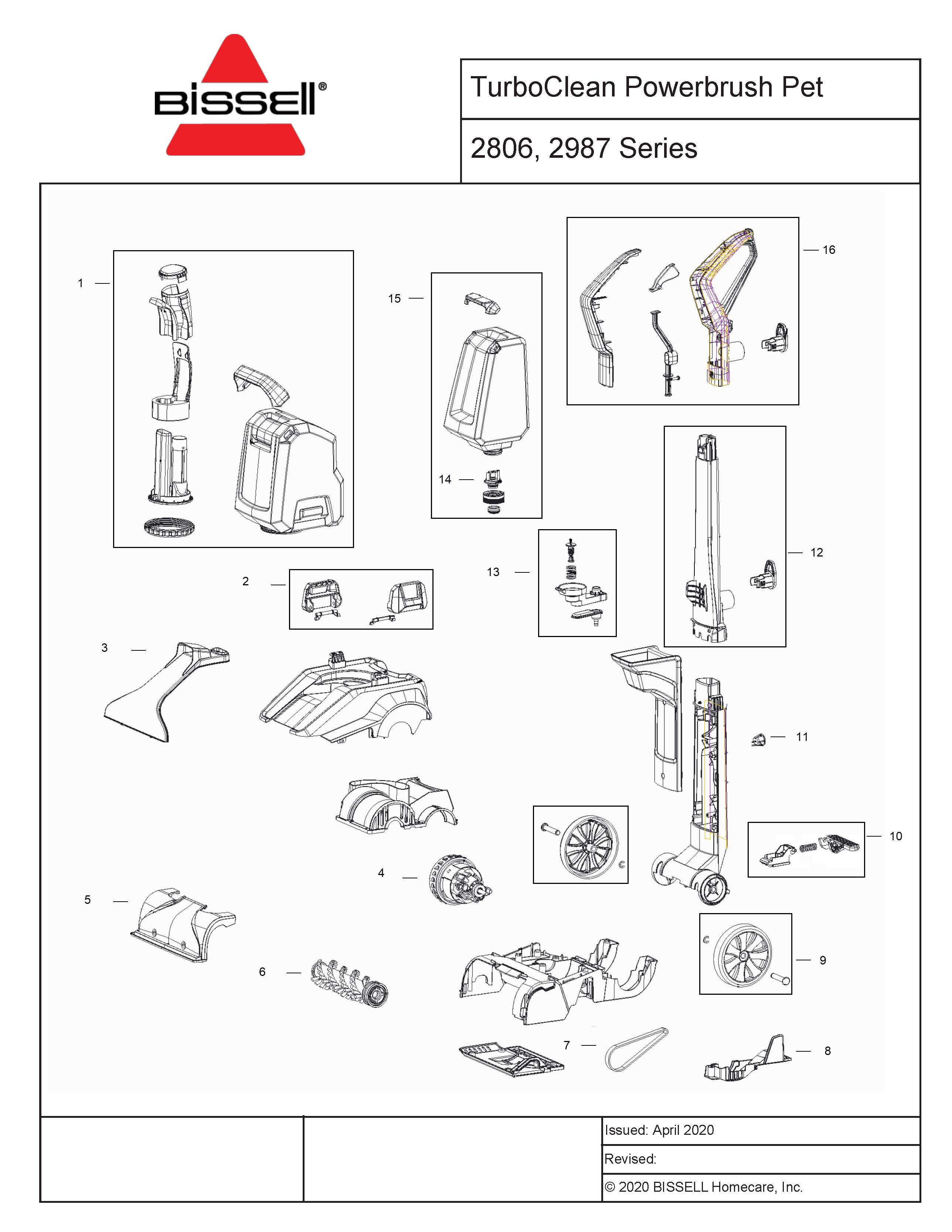 Schematic Parts Book for Bissell Model: 2987 TurboClean PowerBrush Pet -  VacuumsRUs