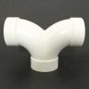 3 way 90 degree PVC fitting for 2" central vacuum pipe in built in installation