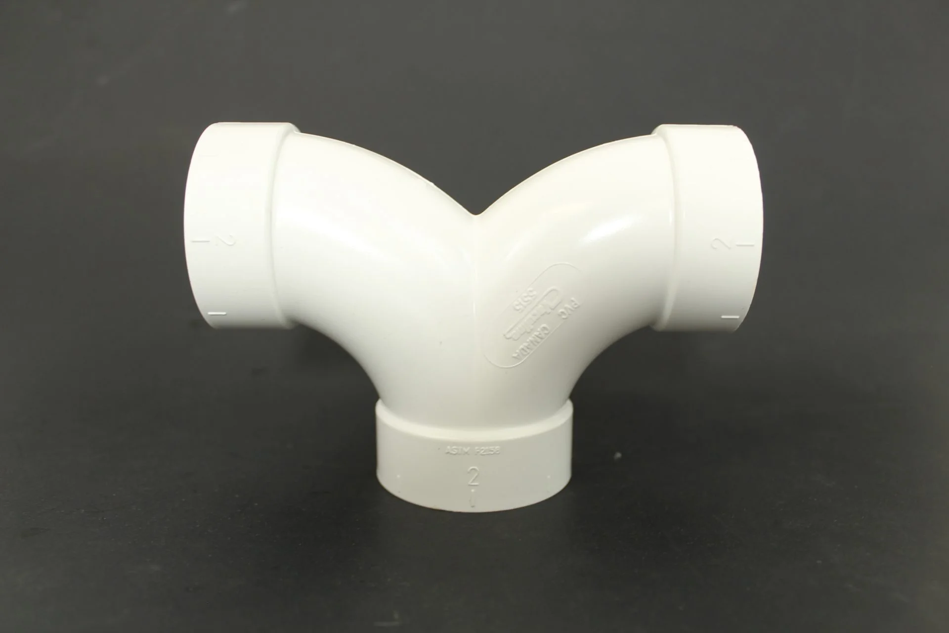3 way 90 degree PVC fitting for 2" central vacuum pipe in built in installation