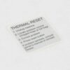 Thermal Reset Label Part Number B206-0900 for Simplicity Models 7250, 7350, 7450, 7750, 7850, 7950,7200, 7300, 7400, 7700, 7900