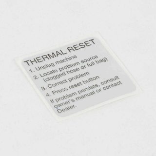 Thermal Reset Label Part Number B206-0900 for Simplicity Models 7250, 7350, 7450, 7750, 7850, 7950,7200, 7300, 7400, 7700, 7900