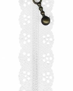 8in Lace Zipper - White