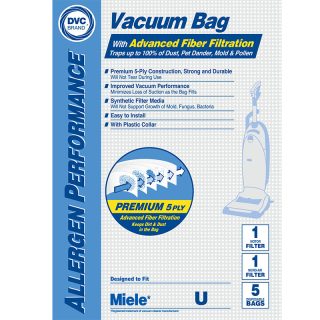 Paper Bag, DVC Miele Type U Synthetc 5 + 2Pk Part Number: 413170 for Miele Replacement