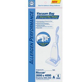 Paper Bag, DVC Riccar 2000/4000 Syn Type A 6Pk Part Number: 888050 for Riccar/Simplicity Replacement