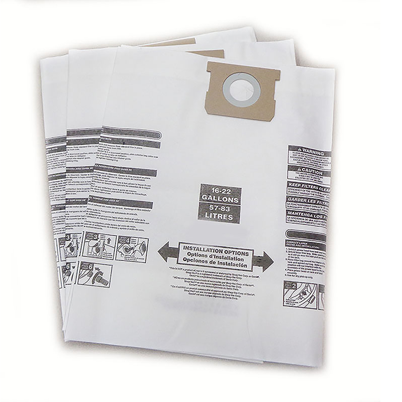 Paper Bag, DVC Shop Vac/Multi-Fit 16-22 Gal 3Pk Part Number: 406815 for Shop Vac Replacement