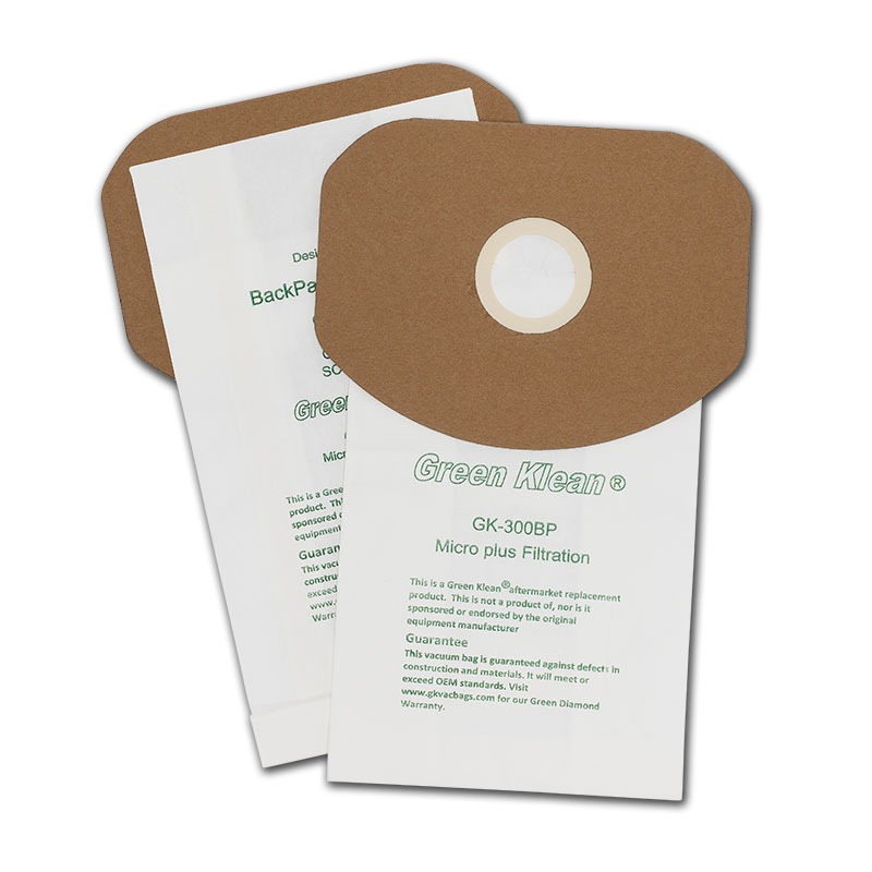 Paper Bag, GK Eur/San BackPack 0778-6 93016 10Pk Part Number: GK-300BP for Eureka Replacement