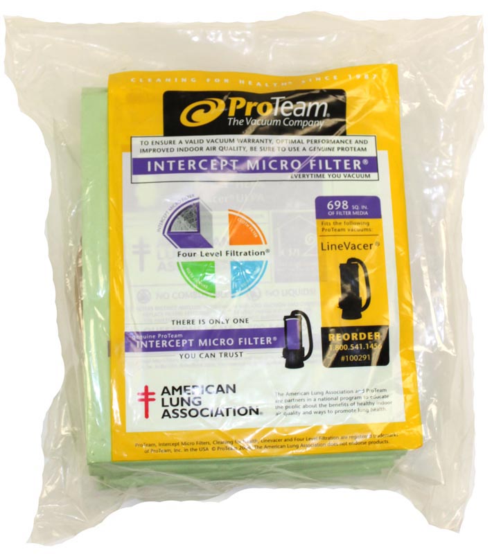 Paper Bag, Linevacer 10Qt Intercept Micro 10 Pk Part Number: 100291 for Proteam