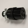 Plug, Black Rubber Female 3-Wire W/Cord Clamp Part Number: 222-BOX for Fitall