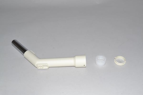 Curved Hose End-1 1/4'' Metal W/Repair Kit/White For: fit all, residential