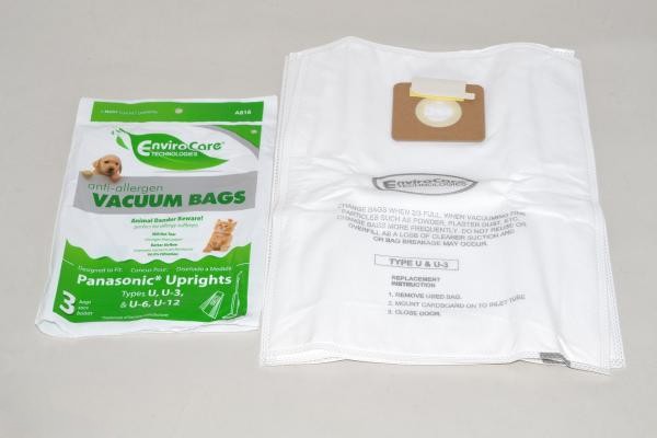 Paper Bags-Panasonic - U3 - U6 - 3Pk - Allergen - Envirocare For: panasonic