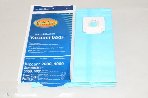 Paper Bags-Riccar - A - 12Pk - Simplicity - Micro
Upright - Envirocare - Repl - 2000 - 4000 - 6000 For: simplicity/riccar