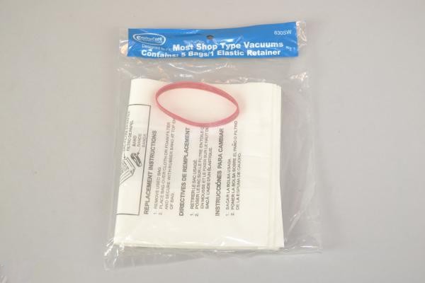 Paper Bags-Shop-Vac - 5Pk - With Rubber Band For: shop vac
