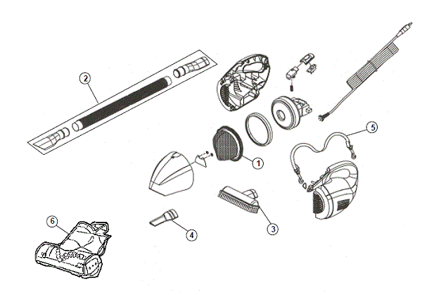 Dirt Devil 08215X exploded schematic diagram (page 1)