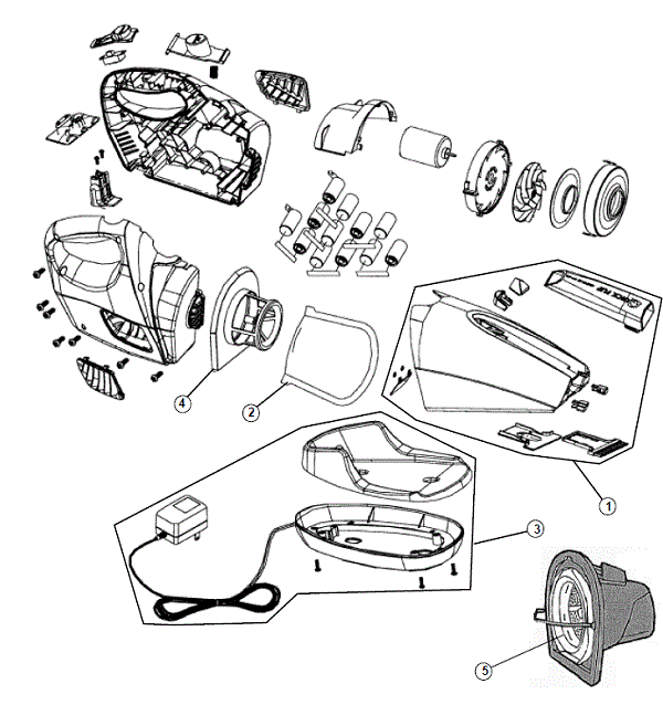 Dirt Devil 0950 exploded schematic diagram (page 1)