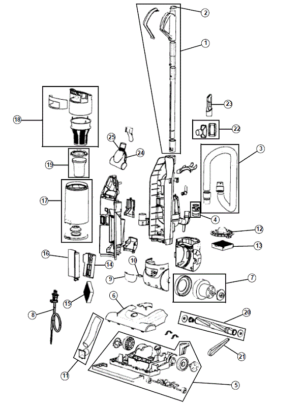 Dirt Devil 120000 exploded schematic diagram (page 1)