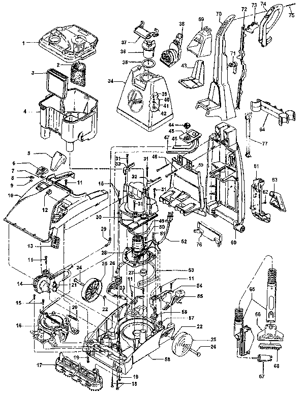 Schematic And Parts List For Hoover Model F5877 Vacuumsrus