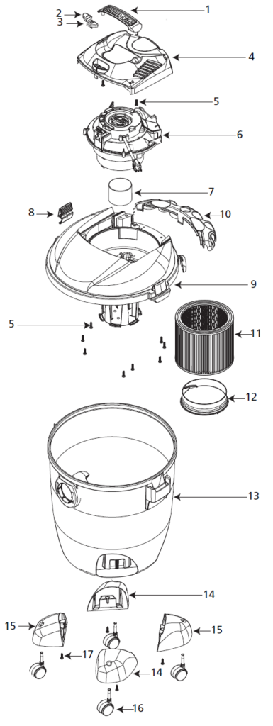 Shop-Vac 86L400 exploded schematic diagram (page 1)