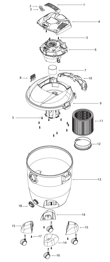 Shop-Vac 86L450 exploded schematic diagram (page 1)