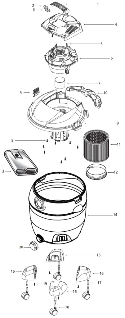 Shop-Vac 86L550 exploded schematic diagram (page 1)
