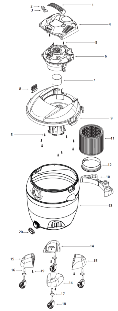 Shop-Vac 86L650 exploded schematic diagram (page 1)