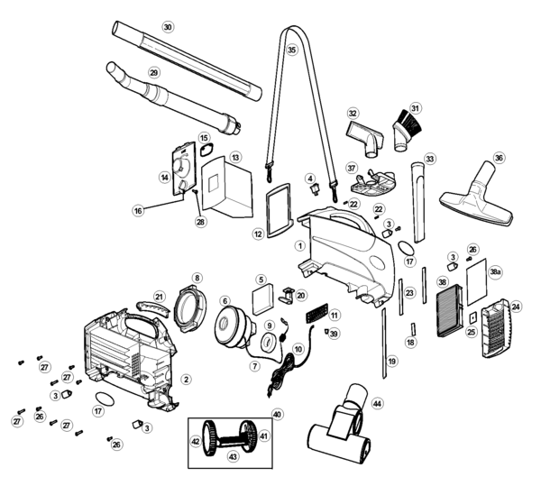 Schematic and parts list for Oreck Model BB1100DB VacuumsRUs