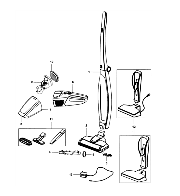 Hoover BH20100 exploded schematic diagram (page 1)
