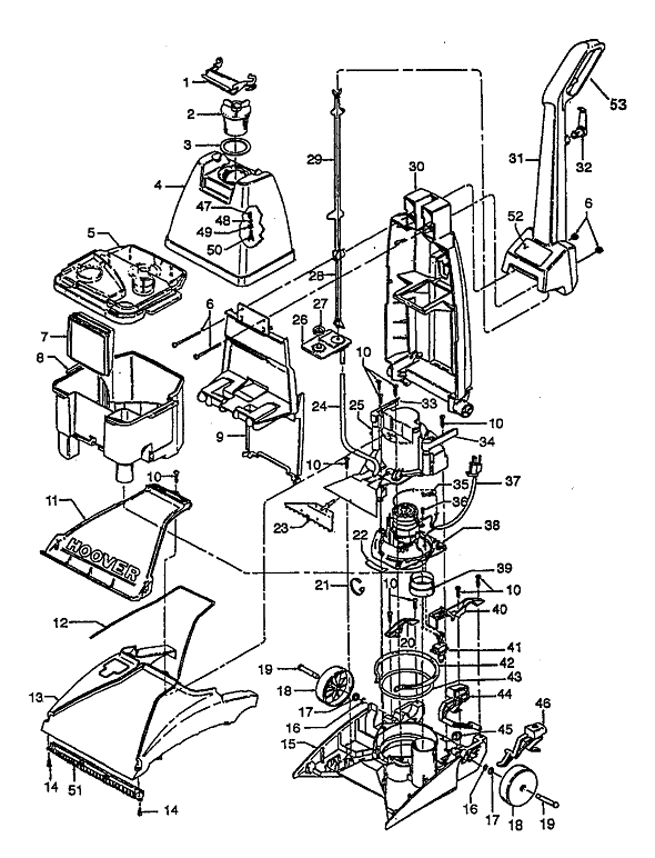Hoover F5809 exploded schematic diagram (page 1)