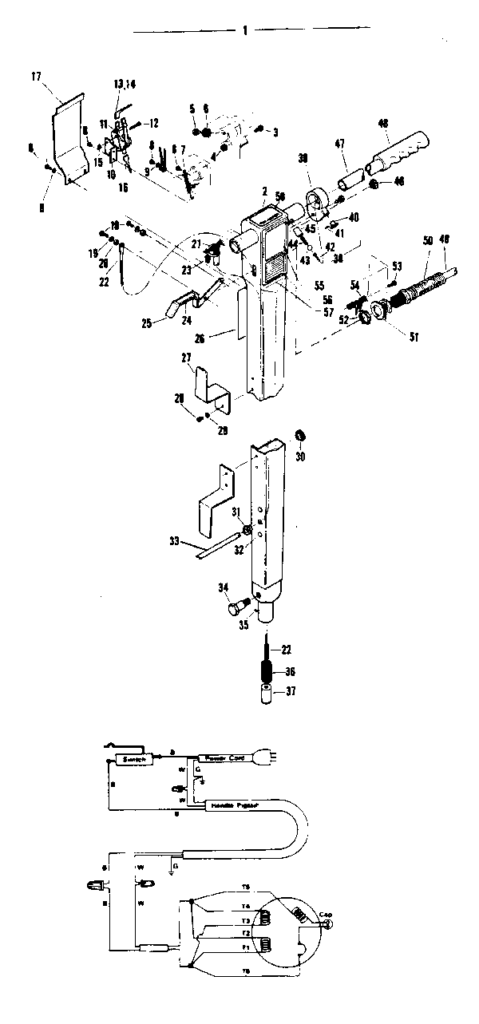 Hoover F7089 exploded schematic diagram (page 1)